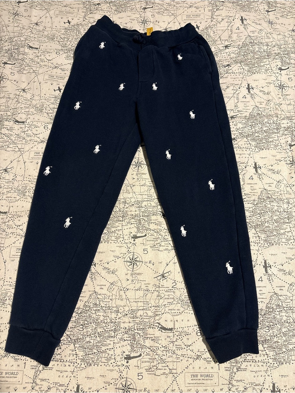 Ralph Lauren Navy Sweatpants with White Pony Embroidery